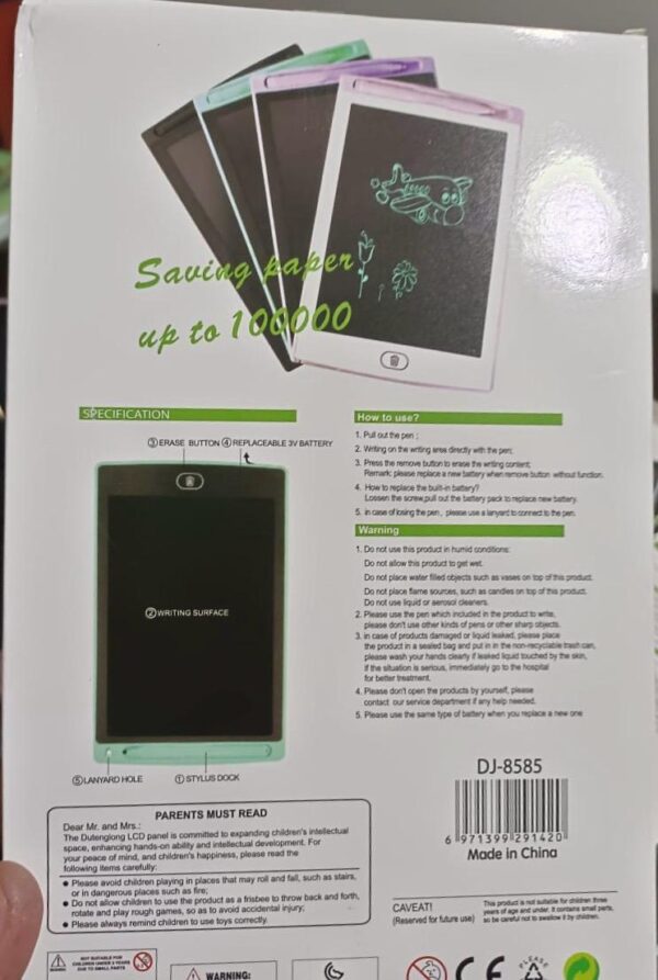LCD Writing Tablet 8.5 Inch, Single Color Drawing Tablet with Protect Cover. - Image 3
