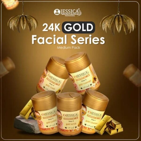 JESSICA 24K GOLD FACIAL KIT 5 STEPS WHITENING (250gm)