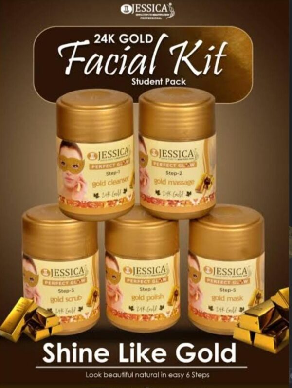 JESSICA 24K GOLD FACIAL KIT 5 STEPS WHITENING (250gm) - Image 2