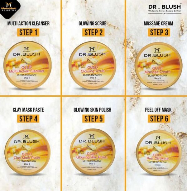 DR BLUSH ULTRA HD GLOW FACIAL KIT GOLD 100gm - Image 3