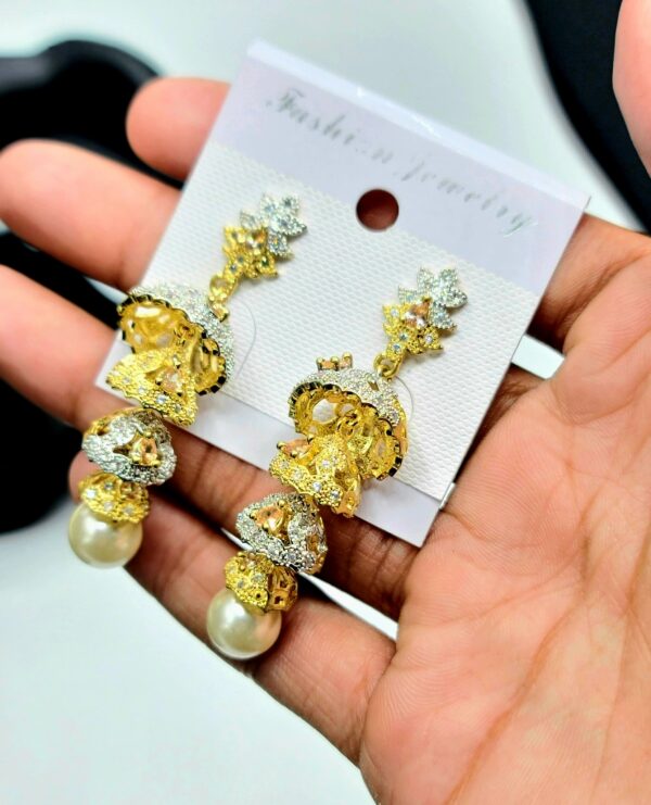 One Carat 4 Layers indian Jhumki in Real Zircon For Women - Image 10