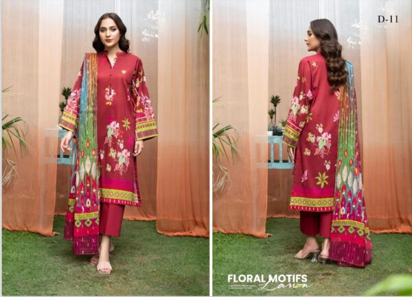 Jazzy By GJ Collections Eid Summer Collection with Digital Printed Gacquard Lawn Golden Broshia Dupatta - Image 12