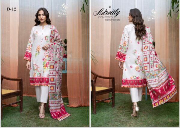 Jazzy By GJ Collections Eid Summer Collection with Digital Printed Gacquard Lawn Golden Broshia Dupatta - Image 13