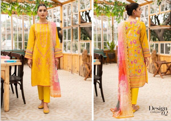 Mishaal By GJ Digital printed Boring Embroidered Shirt & Chikankari Boring Embroidery Cutwork Dupatta 3 Piece Edition, Eid Summer Collection - Image 3
