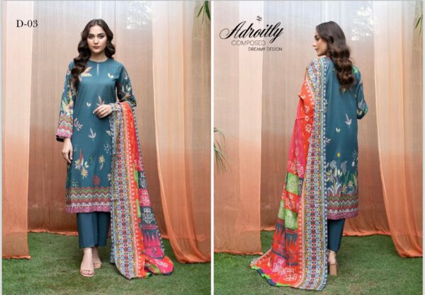Jazzy By GJ Collections Eid Summer Collection with Digital Printed Gacquard Lawn Golden Broshia Dupatta - Image 4