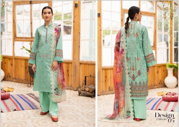Mishaal By GJ Digital printed Boring Embroidered Shirt & Chikankari Boring Embroidery Cutwork Dupatta 3 Piece Edition, Eid Summer Collection - Image 6