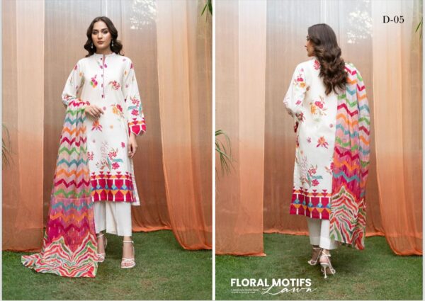Jazzy By GJ Collections Eid Summer Collection with Digital Printed Gacquard Lawn Golden Broshia Dupatta - Image 6