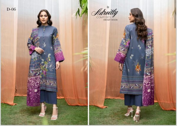 Jazzy By GJ Collections Eid Summer Collection with Digital Printed Gacquard Lawn Golden Broshia Dupatta - Image 7