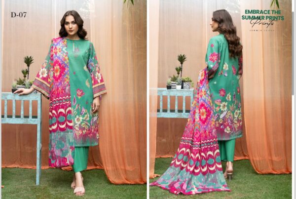 Jazzy By GJ Collections Eid Summer Collection with Digital Printed Gacquard Lawn Golden Broshia Dupatta - Image 8