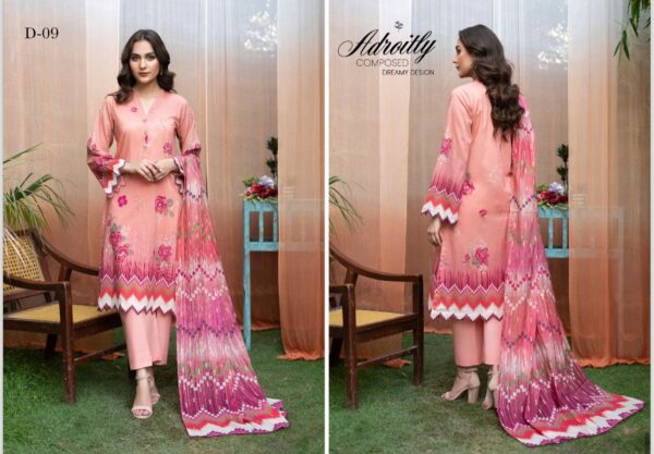 Jazzy By GJ Collections Eid Summer Collection with Digital Printed Gacquard Lawn Golden Broshia Dupatta - Image 10