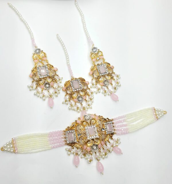 Casting Made Choker Set With Tikka Awesome Quality White and colored beads - Image 2