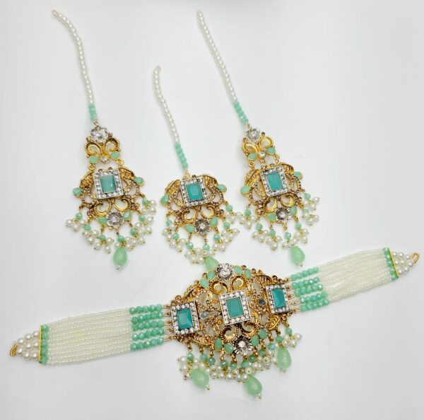 Casting Made Choker Set With Tikka Awesome Quality White and colored beads - Image 4
