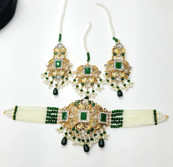 Casting Made Choker Set With Tikka Awesome Quality White and colored beads - Image 5