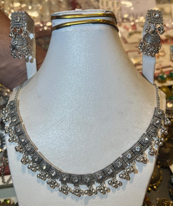 Traditional jewelry Siver Ghungroo Chocker Set with Jhumki