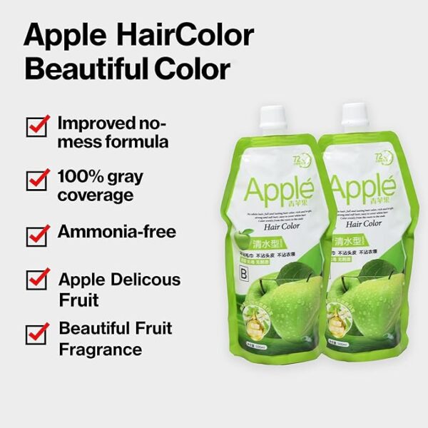 Apple Black Cream Natural Apple Hair Color 96 No Ammonia Black Hair Dye Cream For Women Men - Image 4