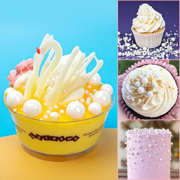 Edible Pearl Sugar Sprinkles  (Heart, Round, Square Shapes/ Different Colors) Candy , Baking Edible Cake Decorations, Cupcake Toppers Cookie Decorating, Ice Cream Toppings, Birthday Celebrations , Wedding Parties, Wedding/Baby Shower Parties,  Christmas Supplies.