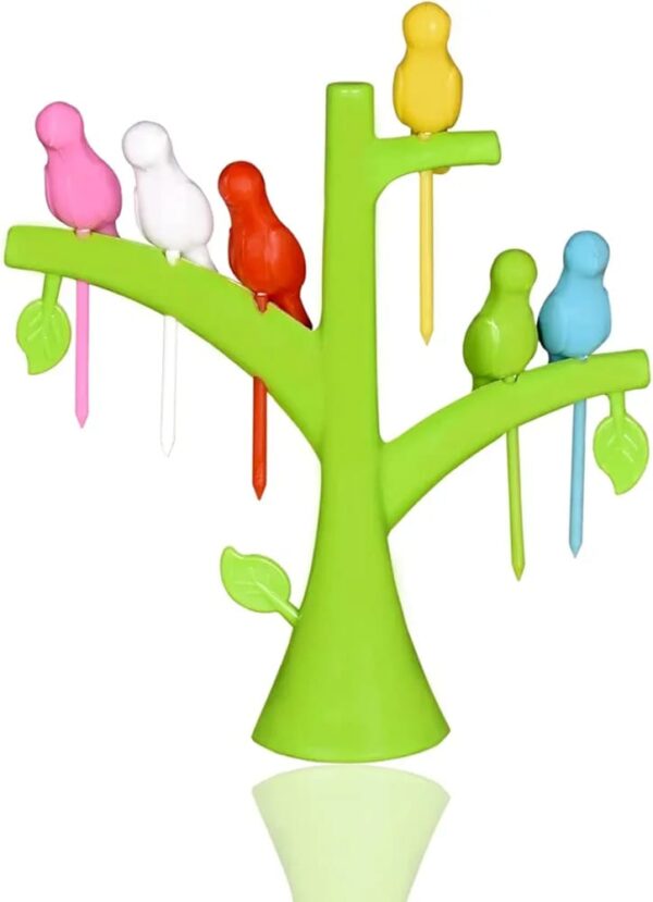 Bird Fork Bird Fruit and Salad Fork Multicolored 6 Forks in Bird Shape with Tree for Kitchen and Dining - Image 5