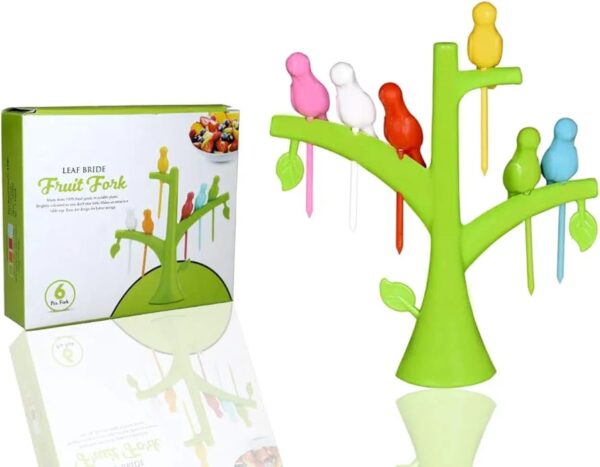 Bird Fork Bird Fruit and Salad Fork Multicolored 6 Forks in Bird Shape with Tree for Kitchen and Dining - Image 6