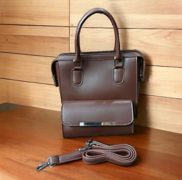Ladies Leather 2 Piece Hand Bag - Image 4