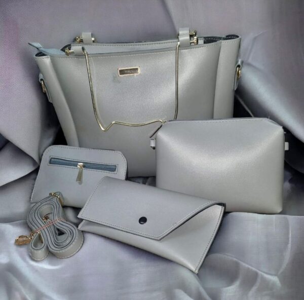 Ladies Hand Bags 4 Pieces Set With Mettle Handle
