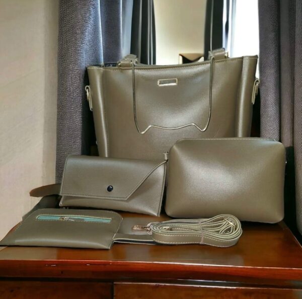 Ladies Hand Bags 4 Pieces Set With Mettle Handle - Image 8