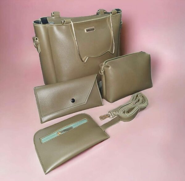 Ladies Hand Bags 4 Pieces Set With Mettle Handle - Image 5