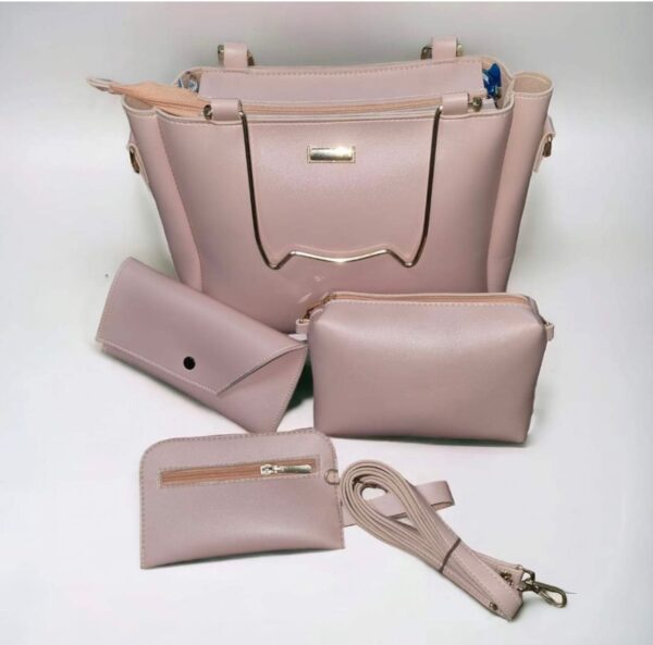 Ladies Hand Bags 4 Pieces Set With Mettle Handle - Image 4
