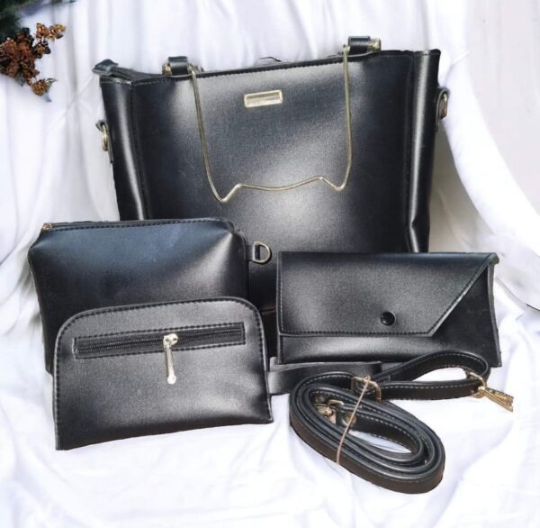 Ladies Hand Bags 4 Pieces Set With Mettle Handle - Image 2