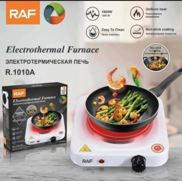 RAF Single Hob 1000 W (1 x 15.5 cm), 5 Power Levels Mobile Stove for Travel and Camping, Infinitely Adjustable Thermostats, Overheating Protection, Portable, White - Image 4