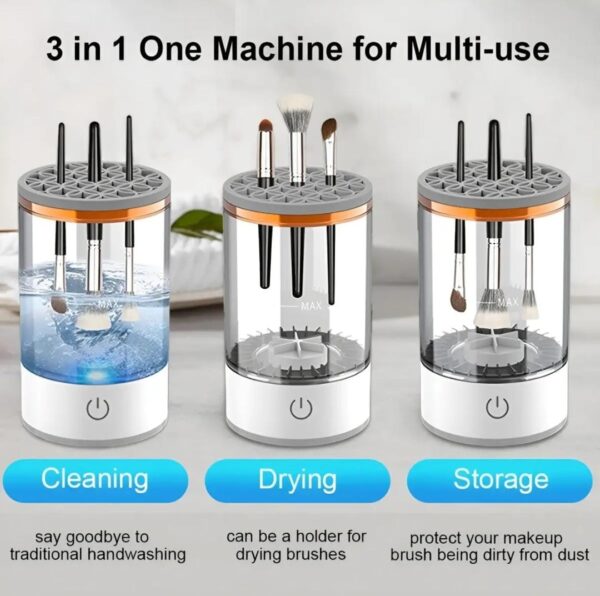 Makeup Brush Cleaner Machine with Brush Holder Mat, USB Automatic Cosmetic Brush Cleaner for All Size Beauty Makeup Brushes - Image 7
