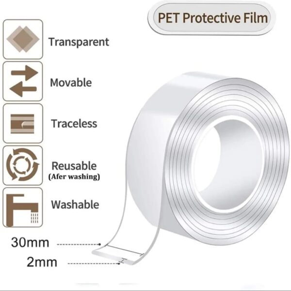 Nano Waterproof and Washable High Strength Double-Sided Adhesive Tape Good for Household and Office Wall, Best for Decoration and Organization - Image 4
