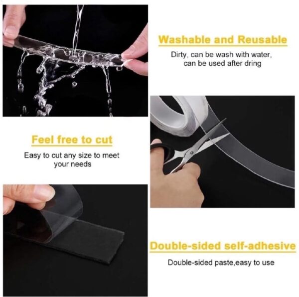 Nano Waterproof and Washable High Strength Double-Sided Adhesive Tape Good for Household and Office Wall, Best for Decoration and Organization - Image 2