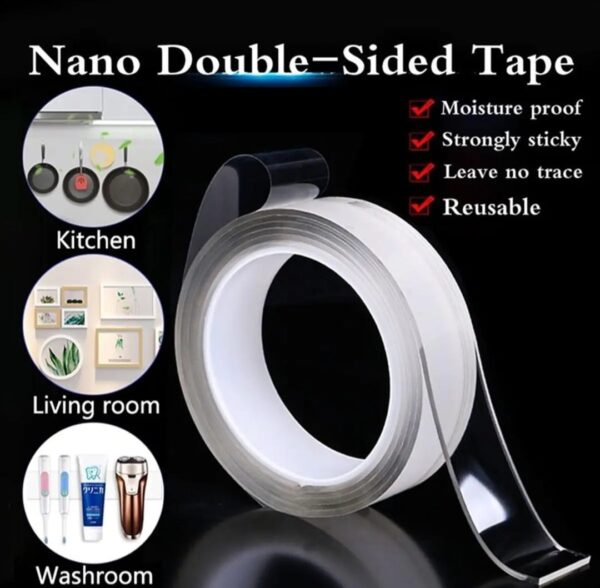Nano Waterproof and Washable High Strength Double-Sided Adhesive Tape Good for Household and Office Wall, Best for Decoration and Organization