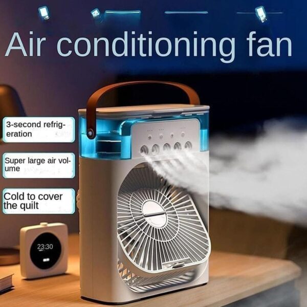 Portable Air Conditioner | Mini Air Cooler with 600 ml Water Tank | USB Air Cooler with 3 Wind & 5 Mist Vents, 7 Night Light and 1-3H Timer mode | Cooling Fan for Car, Home, Office and Outdoor