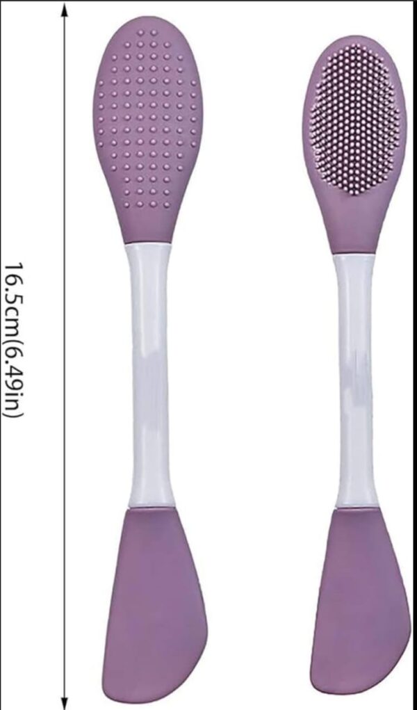 Silicone Double-Head Face Mask Brush - Purple | Facial Mask Applicator, Makeup Remover Scrubber, Lip & Face Cleansing Exfoliating Brush, Body Butter Applicator - Image 5