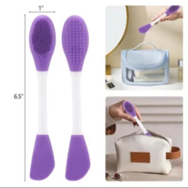 Silicone Double-Head Face Mask Brush - Purple | Facial Mask Applicator, Makeup Remover Scrubber, Lip & Face Cleansing Exfoliating Brush, Body Butter Applicator - Image 6