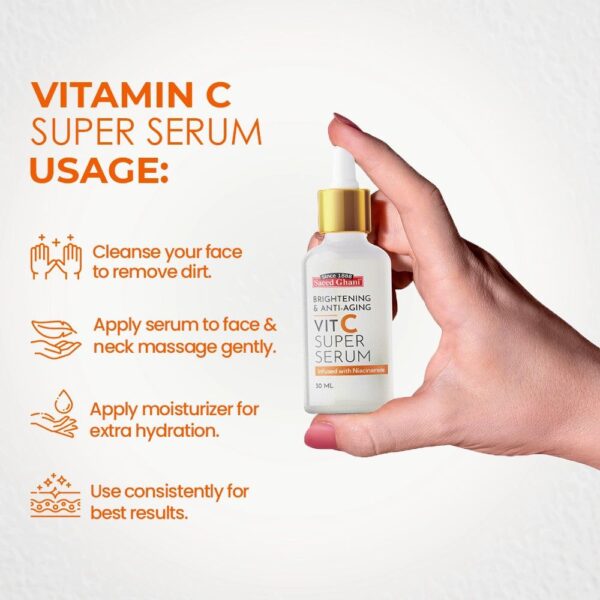 Saeed Ghani Vitamin C Brightening & Anti-Aging Super Serum 30ML. - Image 4