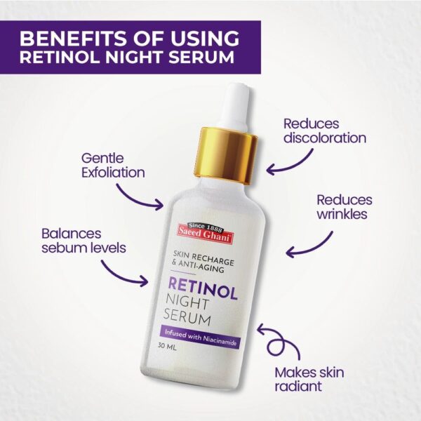 Saeed Ghani Retinol Skin Recharge & Anti-Aging Night Serum 30ML - Image 4
