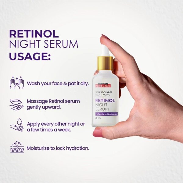 Saeed Ghani Retinol Skin Recharge & Anti-Aging Night Serum 30ML - Image 2
