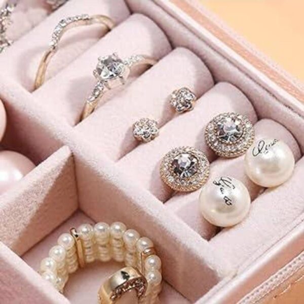 Jewelry Organizer Portable Jewelry Box - Portable Travel Storage Box for Necklace Bracelets Rings Earrings 10 cm x 10 cm x 5 cm - Image 2