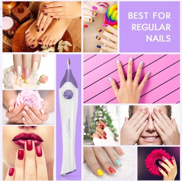 Chaoli Nail File Manicure/Pedicure tool, Professional Acrylic Nail Tools Nail Drill Buffer Shine Fingernails Toenails Machine (Purple) - Image 2