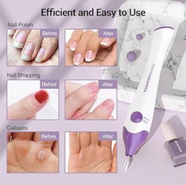 Chaoli Nail File Manicure/Pedicure tool, Professional Acrylic Nail Tools Nail Drill Buffer Shine Fingernails Toenails Machine (Purple) - Image 3