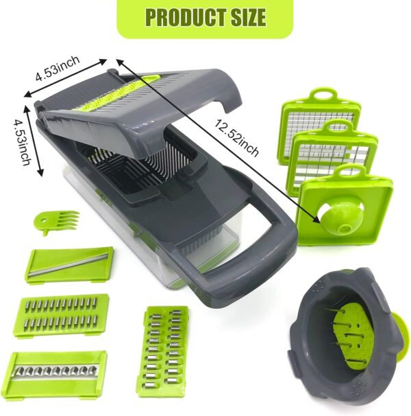 Vegetable Chopper,Multifunction All in 1 Food Chopper Slicer Cutter Dicer for Onion Potato Tomato Cucumber Carrot, Veggie Chopper with 7 Blades and Container (Gray) - Image 4