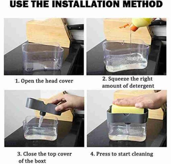 Soap Pump Dispenser and Sponge Holder for Kitchen Sink Dish Washing Soap dispenser - Image 2
