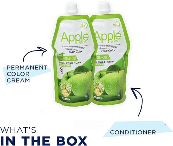 Apple Black Cream Natural Apple Hair Color 96 No Ammonia Black Hair Dye Cream For Women Men - Image 3