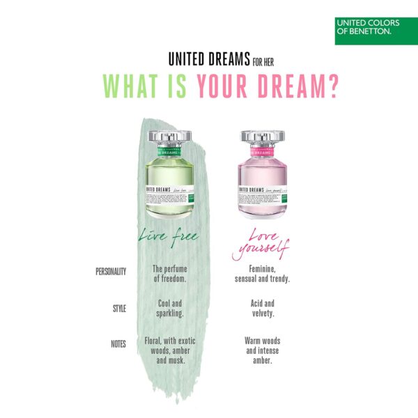 Benetton United Dreams Live Free Eau de Toilette Spray for Women, 50ML: - Image 4