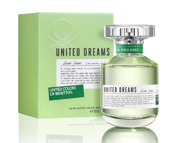 Benetton United Dreams Live Free Eau de Toilette Spray for Women, 50ML: