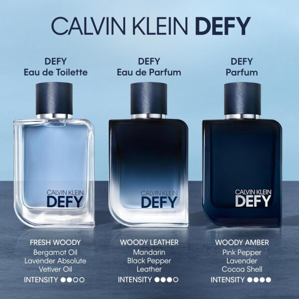 Calvin Klein Defy Eau de Toilette – Woody Men's Cologne 100ML– With Notes of Bergamot Oil, Lavender Absolute, & Vetiver Oil – Luxury Perfumes for Men – Long Lasting Fragrance - Image 3