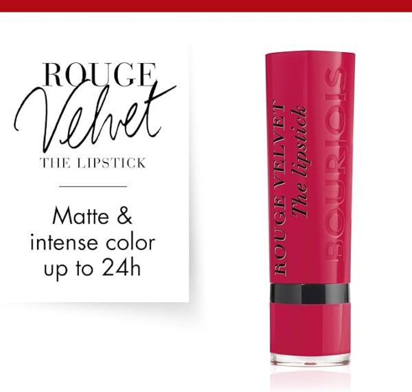 Bourjois Rouge Velvet The Lipstick Bullet Lipstick 9 Fuchsia Botté Purples, 2.4G Pink - Image 4
