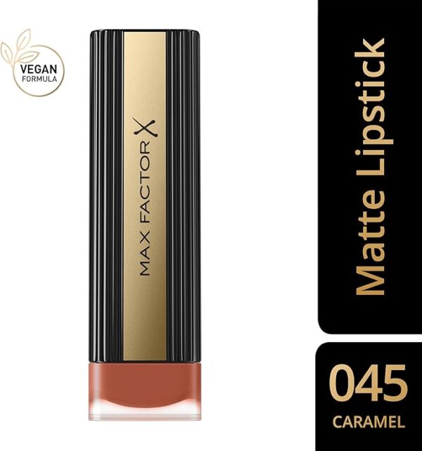 Max Factor Colour Elixir Lipstick Velvet Matte – Matte Lipstick, Vegan Formula, Lightweight - Caramel 45, 3.5g